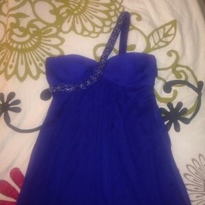 Beautiful one shoulder cobalt blue cocktail dress