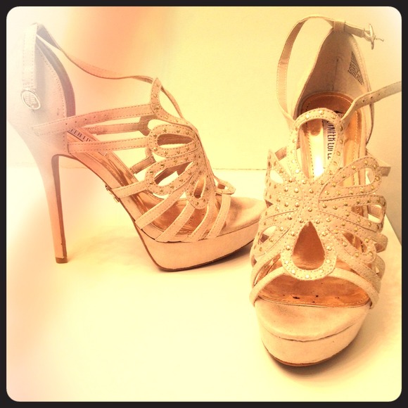 Tan Rhinestone Jennifer Lopez Brand Heels