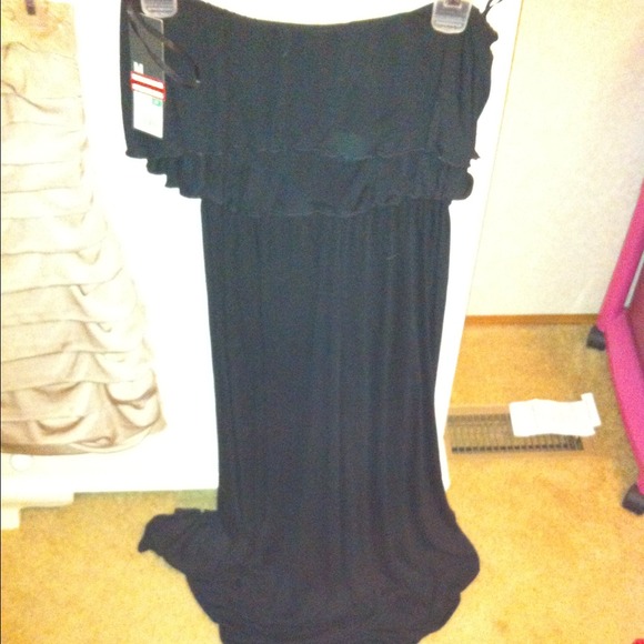 Strapless long high-low dress