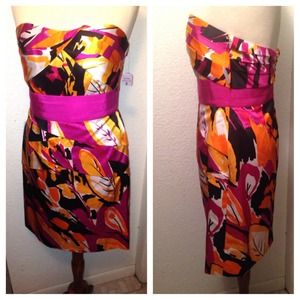 Phoebe Couture multi print cocktail dress