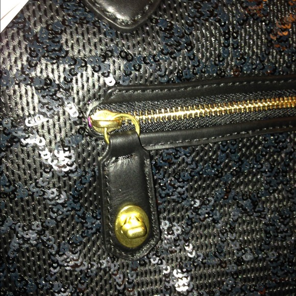 NWT sequin coach doctors bag black on black