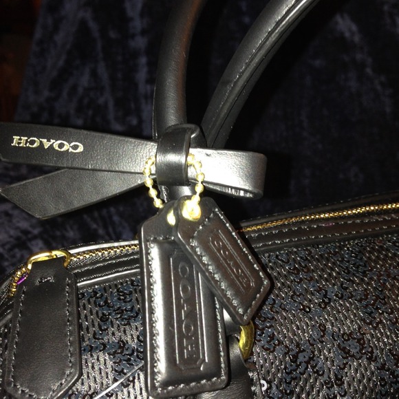 NWT sequin coach doctors bag black on black