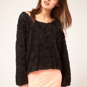American Apparel 3-D Flower Mesh Jumper Black