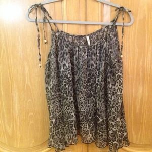 Spaghetti Strap Sheer Cheetah Print Shirt