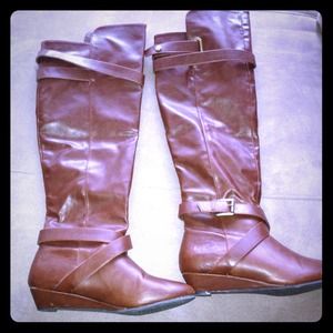 Sz 7.5 cognac brown knee high boots
