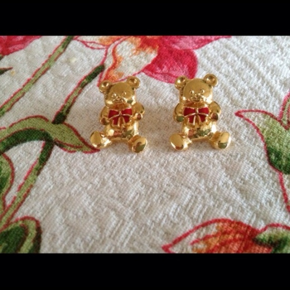 VINTAGE🐻🎀Adorable Teddy Bear/movable earrings - Picture 4 of 4