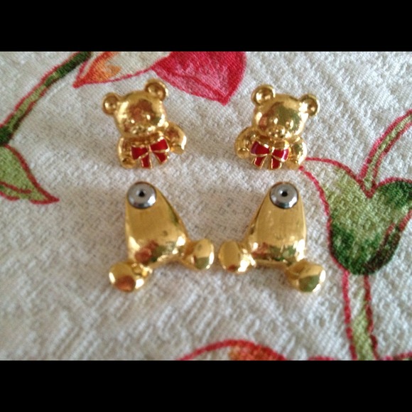 VINTAGE🐻🎀Adorable Teddy Bear/movable earrings - Picture 3 of 4
