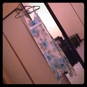 White and Blue Floral Dress