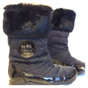 Coach leatherware faux fur-top boots