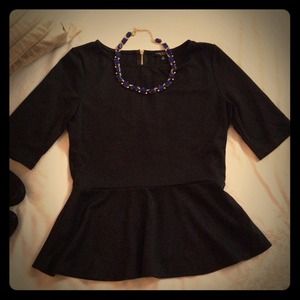 Black peplum 3/4 sleeve top