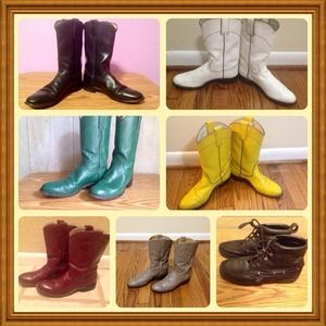 Bundle of 7 Pairs Ladies 5 1/2 Justin Ropers Boots