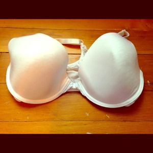 34D white lace back bra