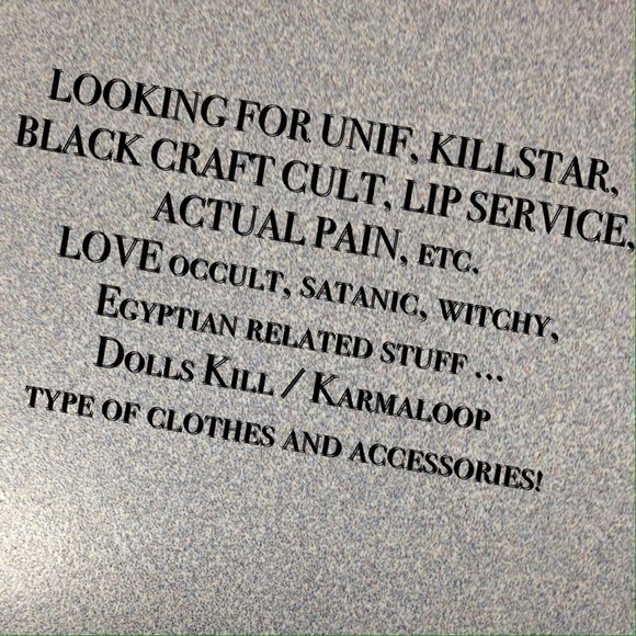 WANTED! UNIF, Black Craft Cult, Dolls Kill stuff! - Picture 1 of 1