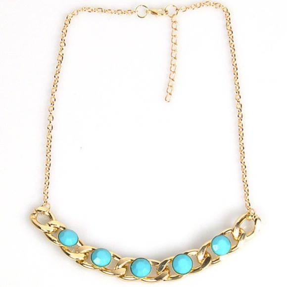 💍 ( 2 for $20 ) Blue / gold statement necklace