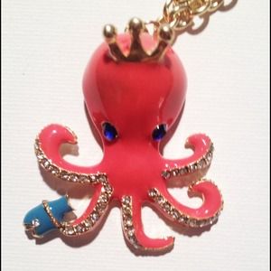 Betsey Johnson Red Octopus Pendant