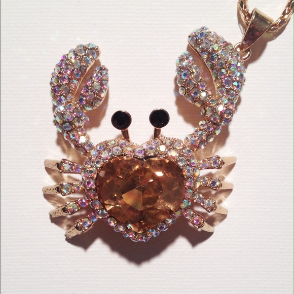 Betsey Johnson Jeweled Crab Pendant