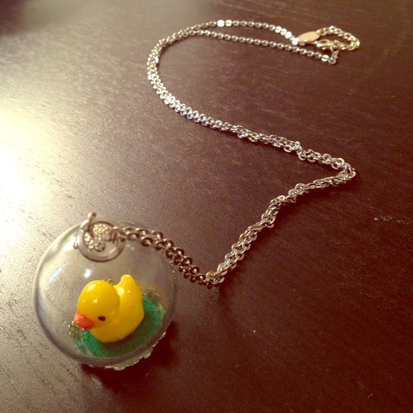 🚫SOLD!🚫Rubber duck in crystal ball necklace