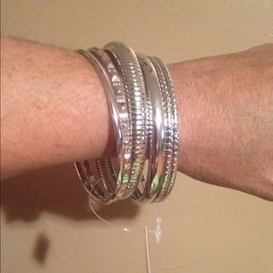 5 PC Silver Bangle Set