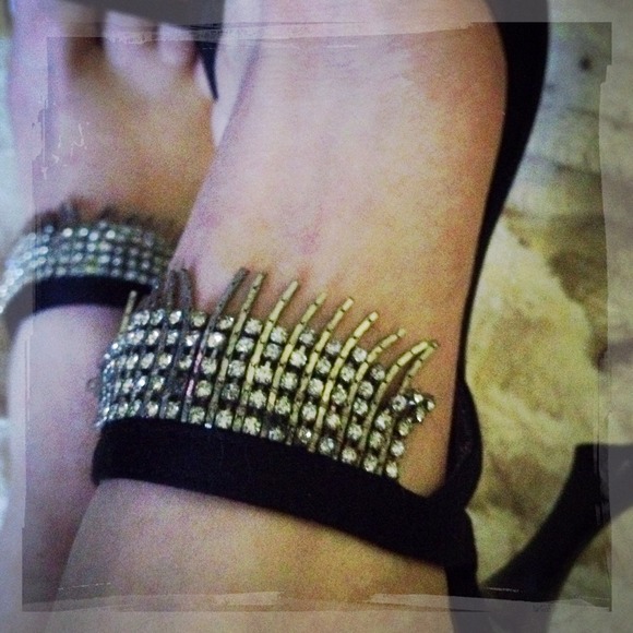 CLOSING SALE Anne Klein Rhinestone & Satin Heels - Picture 2 of 3