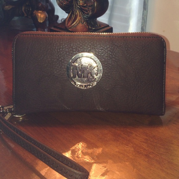 Inspired brown mk double wallet