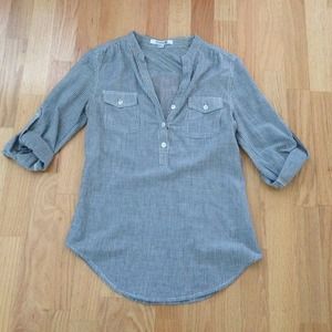 Grey striped button up
