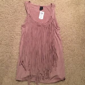 Windsor fringe tank top beige tan size s