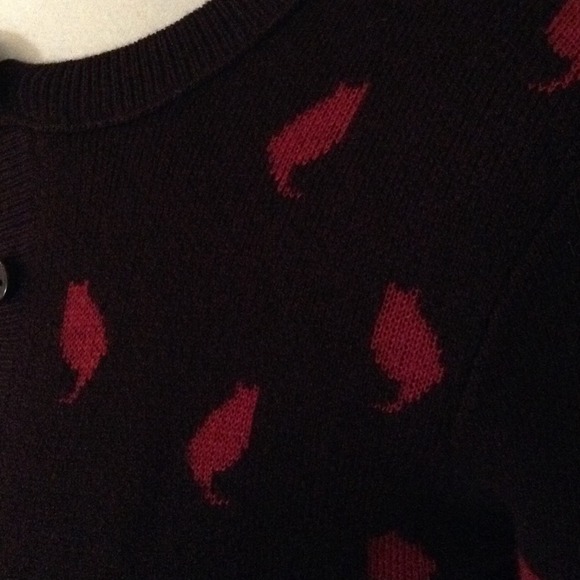 ADORABLE cat print sweater/cardi!! - Picture 2 of 3