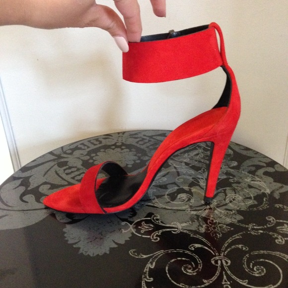 Zara Red Suede Heel Sandals