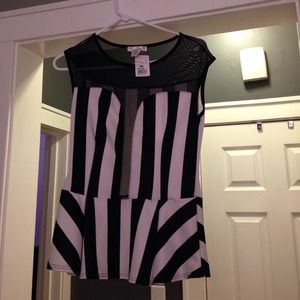 Black & white peplum top