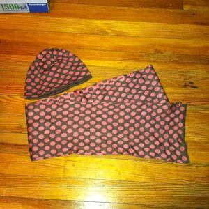 Polka Dot Hat and Scarf Set