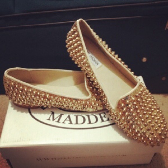 Gold Spiked Flats