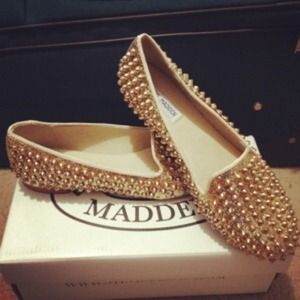 Gold Spiked Flats