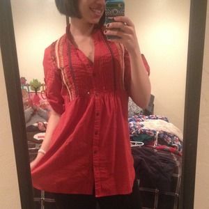Dark red orange shirt