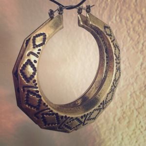Gold engraved hoops