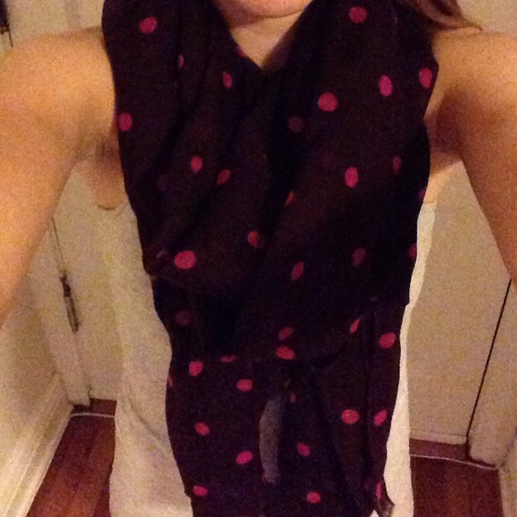 J.Crew burgundy with pink polka dot scarf