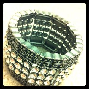 Silver/metal bracelet with diamond studs