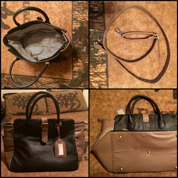 JustFab Bags - Black and Taupe Tote JustFab Bags - Black and Taupe Tote