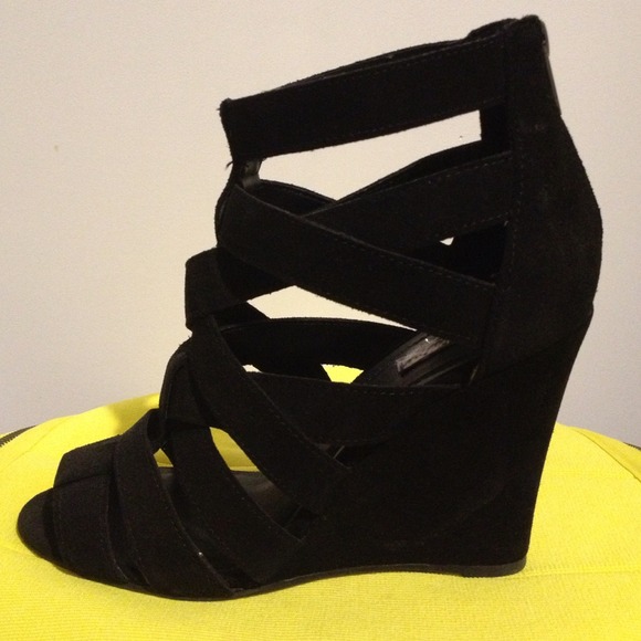 Zara suede wedged sandals