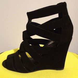 Zara suede wedged sandals