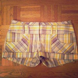 Yellow and brown plaid shorts