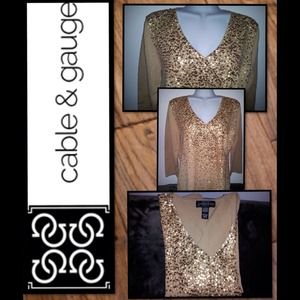 gold and sequence sweater