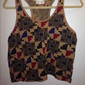 Printed racer back crop tank.