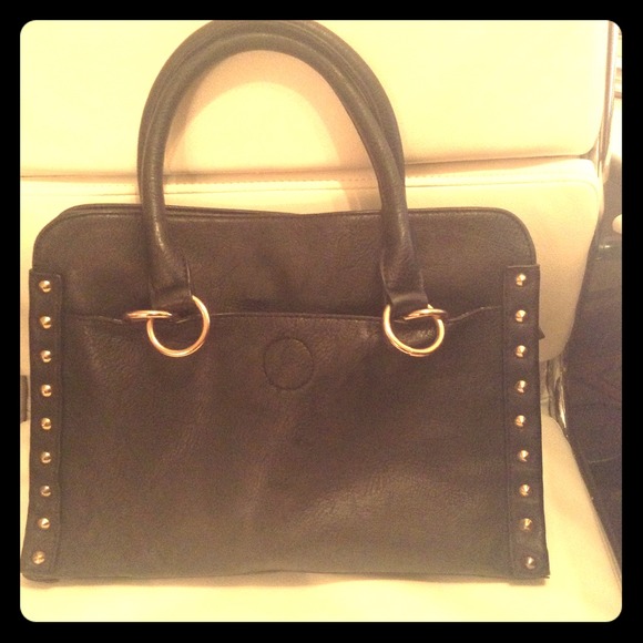 Black studded tote