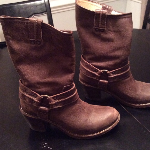 Frye harness boots  brown leather