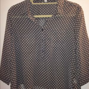 Patterned half button up