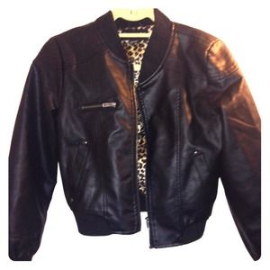 Vegan leather bomber jacket