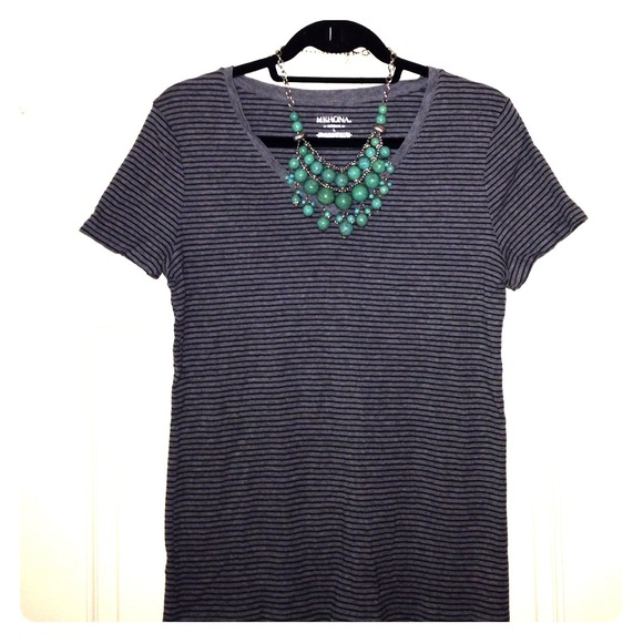 Gray and black striped T-shirt