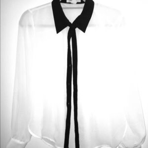Black and white chiffon button up
