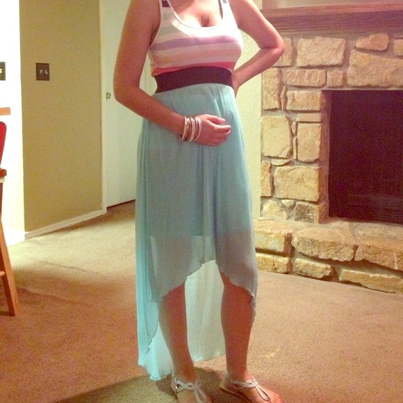 Beautiful Hi-Low Aqua maxi skirt *