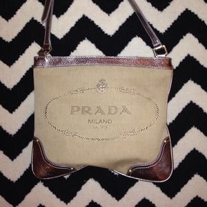 Prada Logo Jacquard Messenger Bag $150!